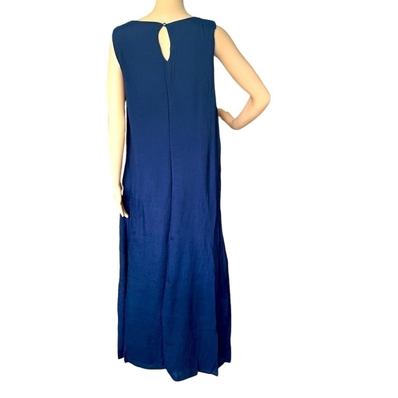 WESTPORT Women's Navy Blue Sleeveless Maxi Shift Dress Embellishes Sequins Sz L - Picture 2 of 12